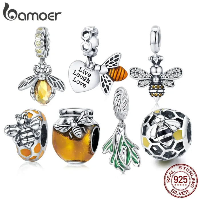 925 Sterling Silver Delicate Bee Series Charm Beads