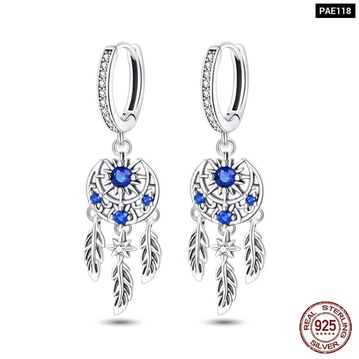 925 Sterling Silver Dream Catcher Earrings For Women Exquisite Coloured Zircon Carp Stud Earrings Fashion Jewelry