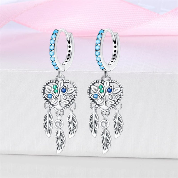 925 Sterling Silver Dream Catcher Earrings For Women Exquisite Coloured Zircon Carp Stud Earrings Fashion Jewelry