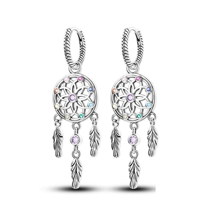 925 Sterling Silver Dream Catcher Earrings For Women Exquisite Coloured Zircon Carp Stud Earrings Fashion Jewelry