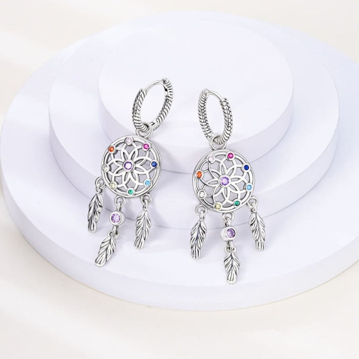 925 Sterling Silver Dream Catcher Earrings For Women Exquisite Coloured Zircon Carp Stud Earrings Fashion Jewelry