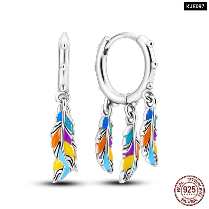 925 Sterling Silver Dream Catcher Earrings For Women Exquisite Coloured Zircon Carp Stud Earrings Fashion Jewelry