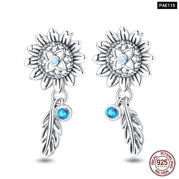 925 Sterling Silver Dream Catcher Earrings For Women Exquisite Coloured Zircon Carp Stud Earrings Fashion Jewelry