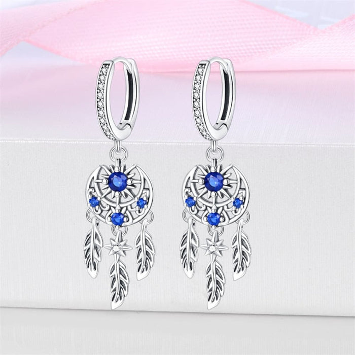 925 Sterling Silver Dream Catcher Earrings For Women Exquisite Coloured Zircon Carp Stud Earrings Fashion Jewelry