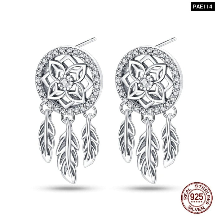 925 Sterling Silver Dream Catcher Earrings For Women Exquisite Coloured Zircon Carp Stud Earrings Fashion Jewelry