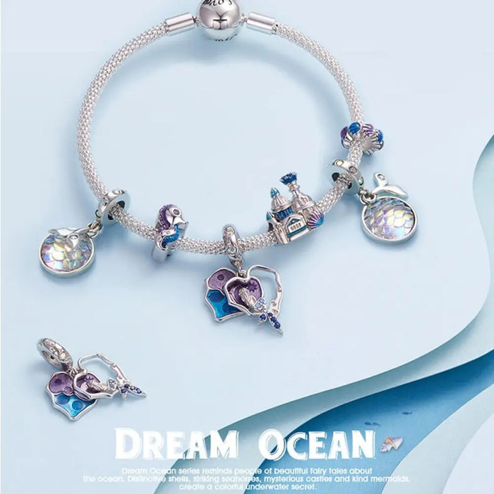 925 Sterling Silver Dream Ocean Series Enamel Charms Mermaid