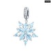 925 Sterling Silver Elegant Snowflake Beads Light Blue Cz