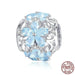 925 Sterling Silver Elegant Snowflake Beads Light Blue Cz