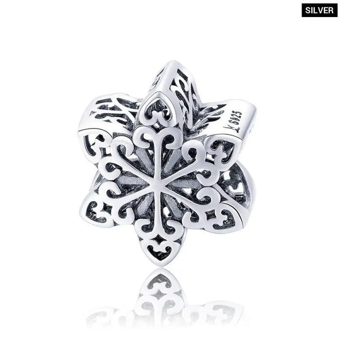 925 Sterling Silver Elegant Snowflake Openwork Beads Fit