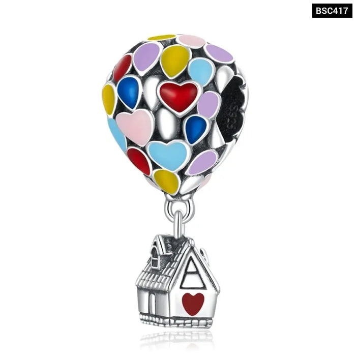 925 Sterling Silver Enamel Colourful Air Balloon Bunny