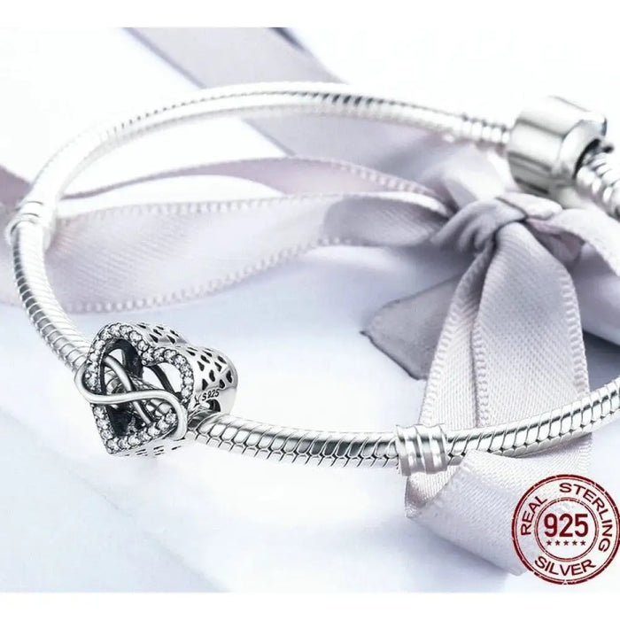 925 Sterling Silver Endless Love Infinity Charms Hearts