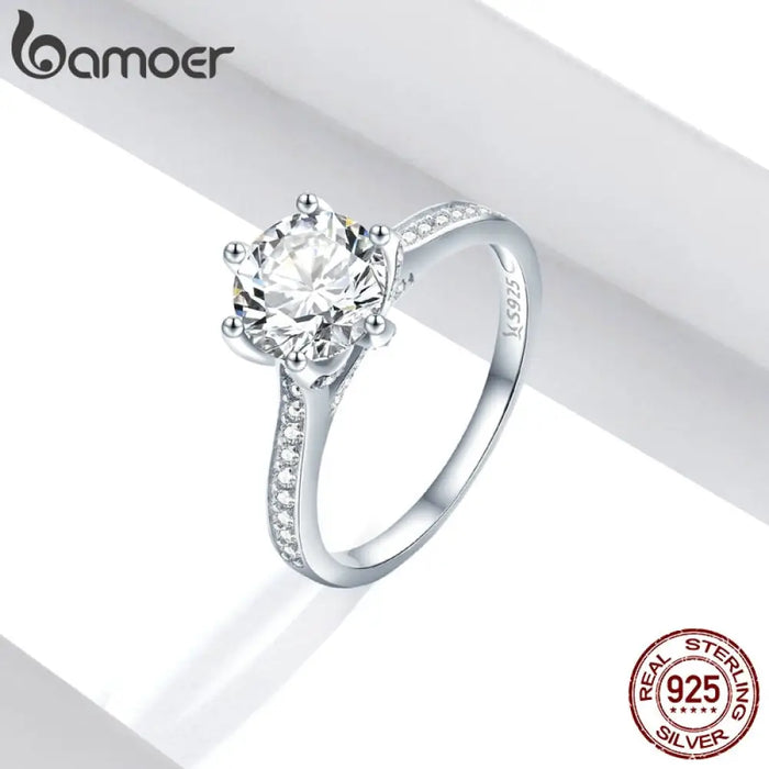 3ct 925 Sterling Silver Engagement Ring Round Cut Cubic