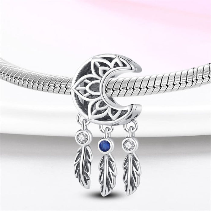 925 Sterling Silver Feather Dreamcatcher Tassel Charms Beads Fit Original Pandora Bracelet Bangle DIY Jewelry