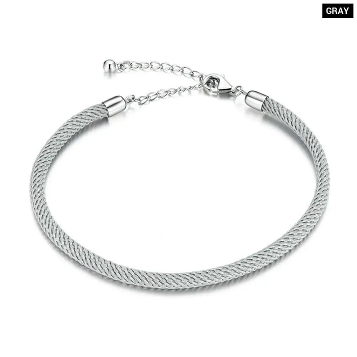 925 Sterling Silver Four Colours Basic Braided Bracelet For