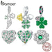 925 Sterling Silver Four-leaf Clover Pendant Charms Heart