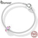 925 Sterling Silver Glass Heart Spacer Fit Women Bracelet &