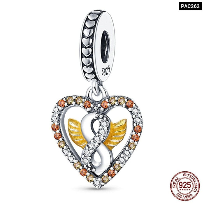 925 Sterling Silver Gold Colour Series Heart Crown