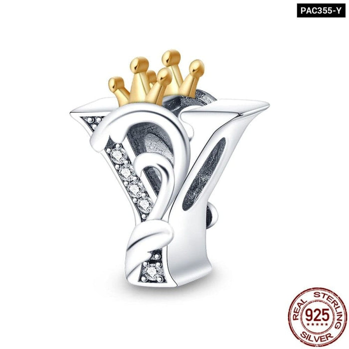 925 Sterling Silver Gold Colour Series Heart Crown