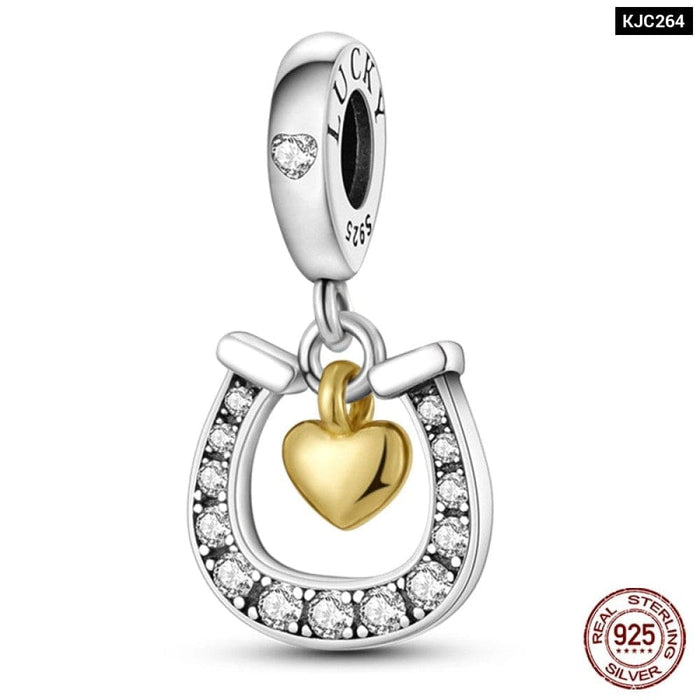 925 Sterling Silver Gold Colour Series Heart Crown