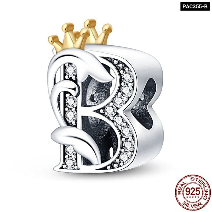 925 Sterling Silver Gold Colour Series Heart Crown