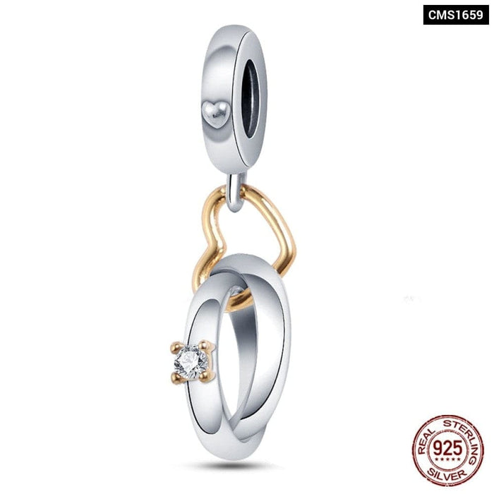 925 Sterling Silver Gold Colour Series Heart Crown