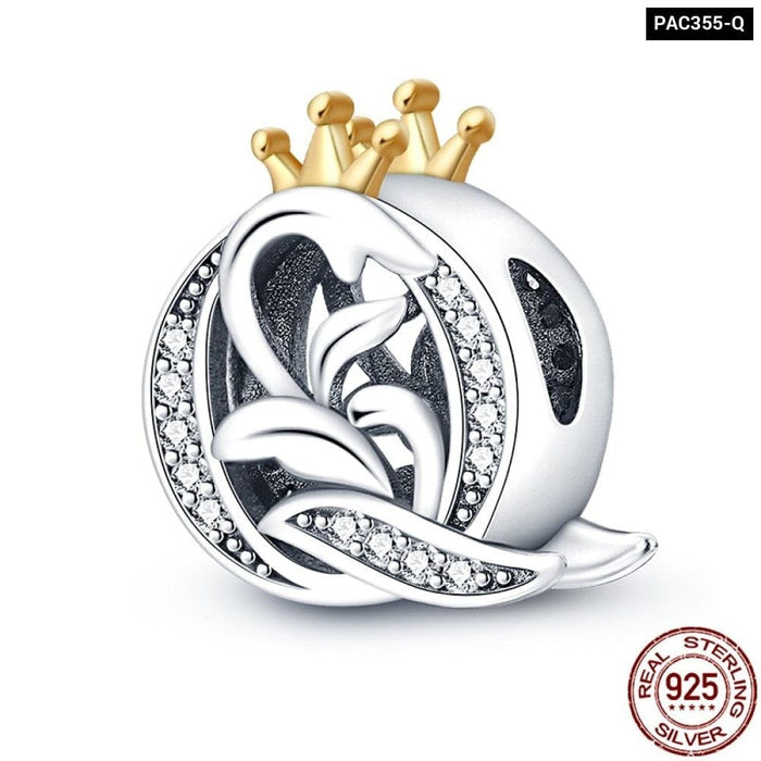 925 Sterling Silver Gold Colour Series Heart Crown