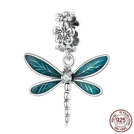 925 Sterling Silver Gorgeous Dragonfly Pendant Charm Fit