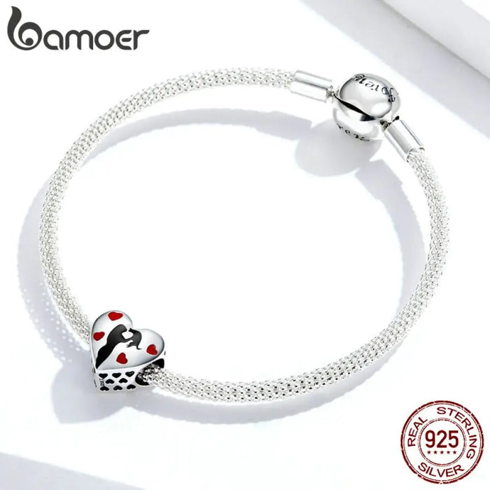 925 Sterling Silver Heart Shape Charm For Snake 3mm Bracelet