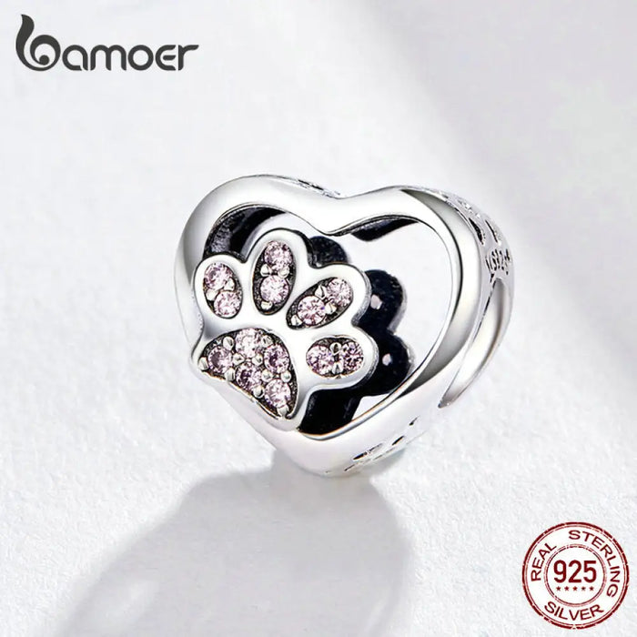 925 Sterling Silver Heart-shape Collection Charms Cat Love