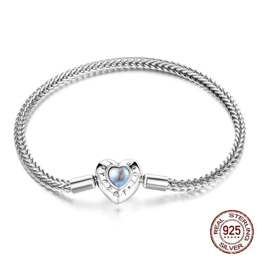 925 Sterling Silver Heart-shaped Charm & Beads Bracelet For