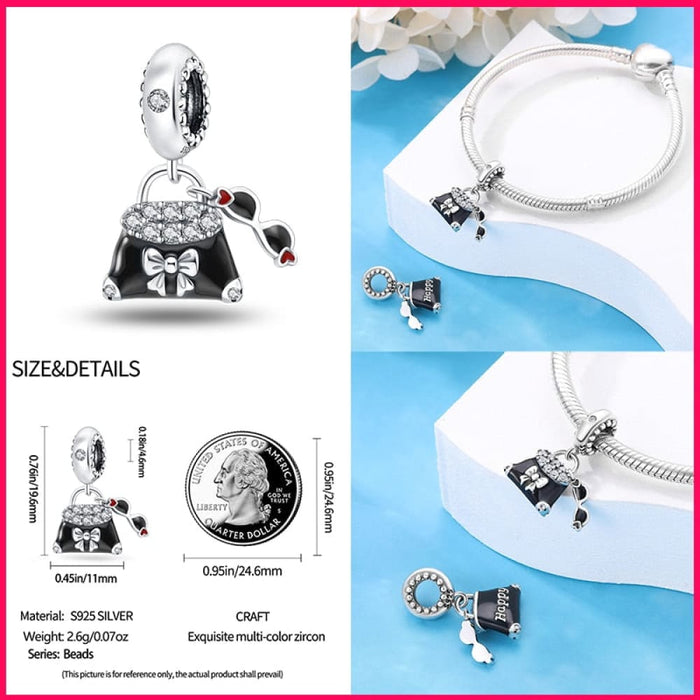 925 Sterling Silver High Heels Lipstick Camera Life Series Charms Beads Fit Pandora Original Bracelets DIY Jewelry