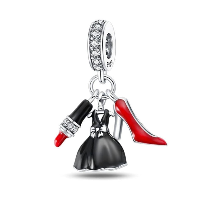 925 Sterling Silver High Heels Lipstick Camera Life Series Charms Beads Fit Pandora Original Bracelets DIY Jewelry