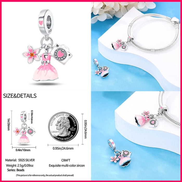 925 Sterling Silver High Heels Lipstick Camera Life Series Charms Beads Fit Pandora Original Bracelets DIY Jewelry