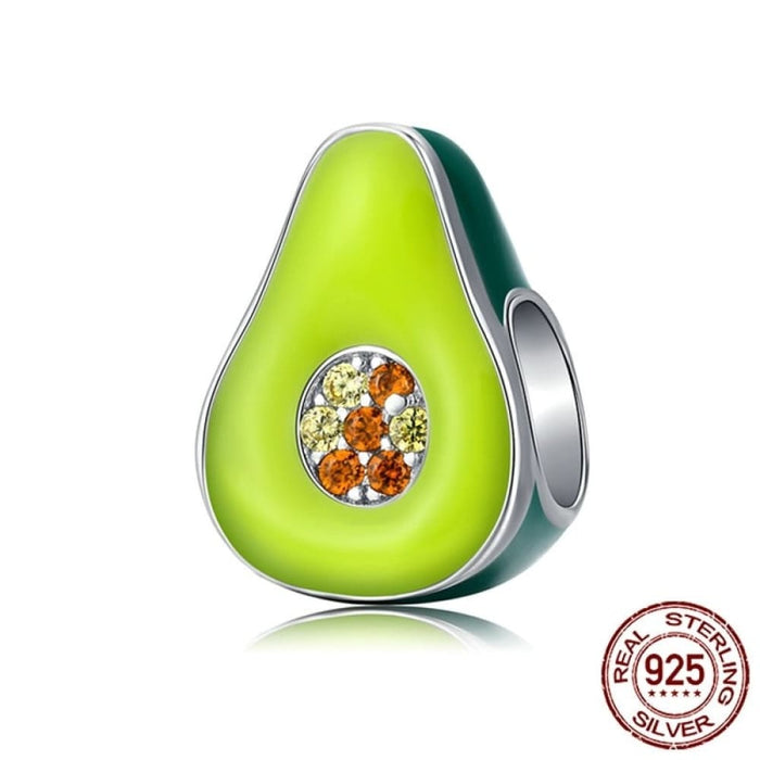 925 Sterling Silver Jewelry Green Enamel Avocado Fruit Charm For Silver Bracelet 3Mm Women Jewelry Making