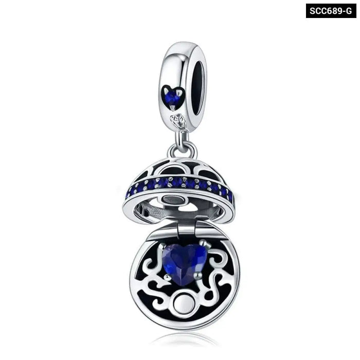 925 Sterling Silver Love Box Dangle Ball Charm Pendant Fit