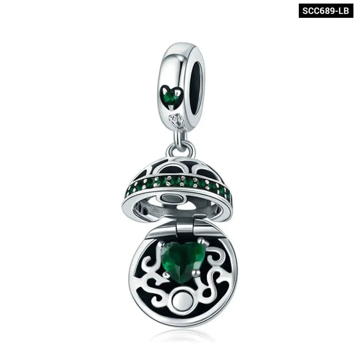 925 Sterling Silver Love Box Dangle Ball Charm Pendant Fit