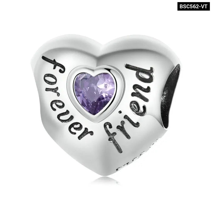 925 Sterling Silver Love Family Charm Heart-shaped Beads