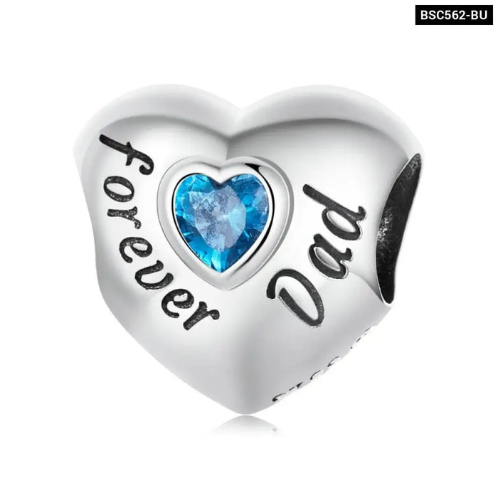 925 Sterling Silver Love Family Charm Heart-shaped Beads