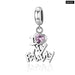 925 Sterling Silver i Love My Family Heart Dangle Charms Fit