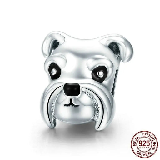 925 Sterling Silver Lovely Animal Schnauzer Dog Charm Beads