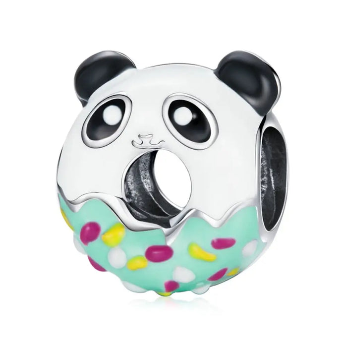 925 Sterling Silver Lovely Enamel Animal Panda Bear Kitty