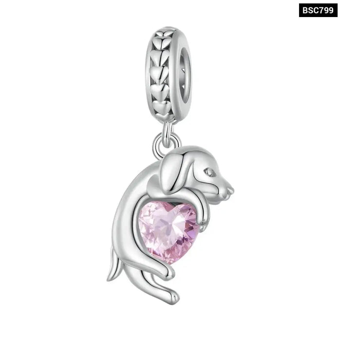 925 Sterling Silver Lovely Pet Series Poodle Hanging Bead