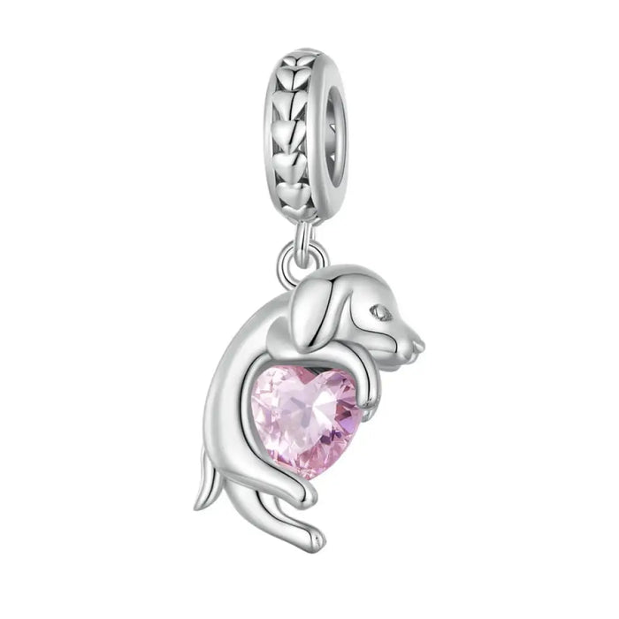 925 Sterling Silver Lovely Pet Series Poodle Hanging Bead