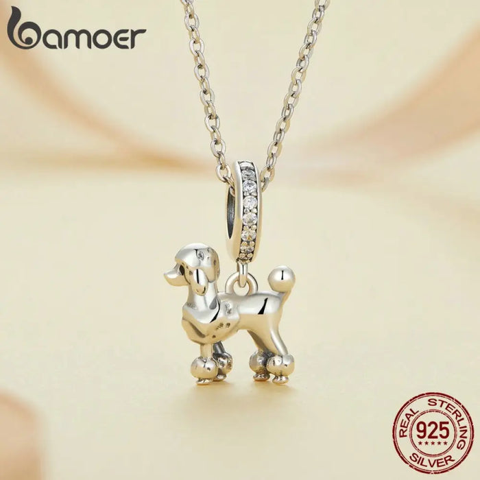 925 Sterling Silver Lovely Pet Series Poodle Hanging Bead