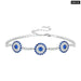 925 Sterling Silver Luxury Round Blue Evil Eyes Clear Cubic