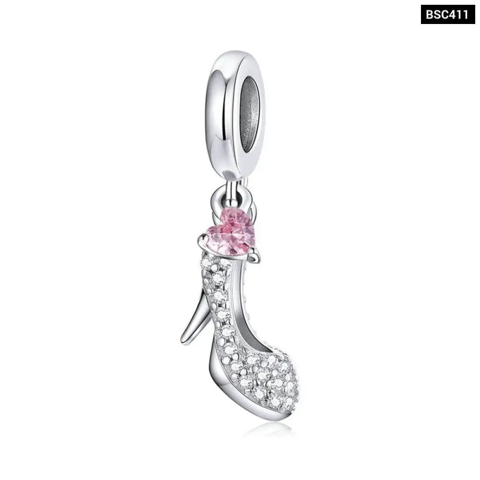 925 Sterling Silver Magic Dancing Charm Dress Clock Zirconia