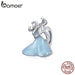 925 Sterling Silver Magic Dancing Charm Dress Clock Zirconia