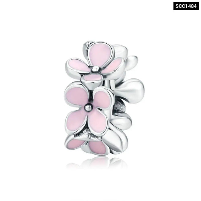 925 Sterling Silver Metal Flower Beads Charm For Women