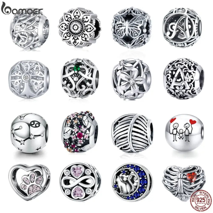 925 Sterling Silver Metal Round Beads For Women Jewelry