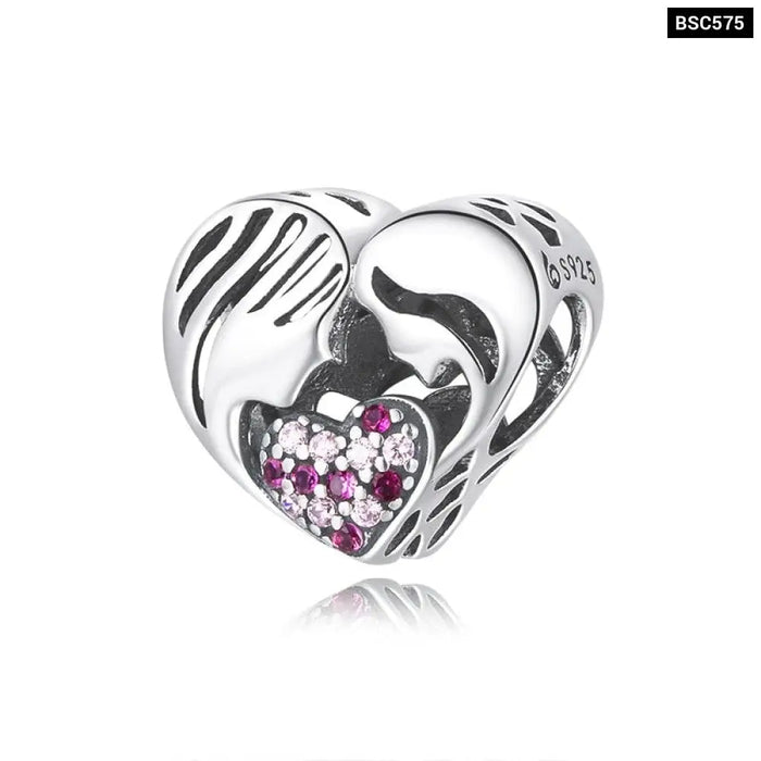 925 Sterling Silver Mother & Daughter Bead Affinity Heart